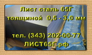 Листы 65Г толщиной от 0, 5 до 3, 0 мм в наличии